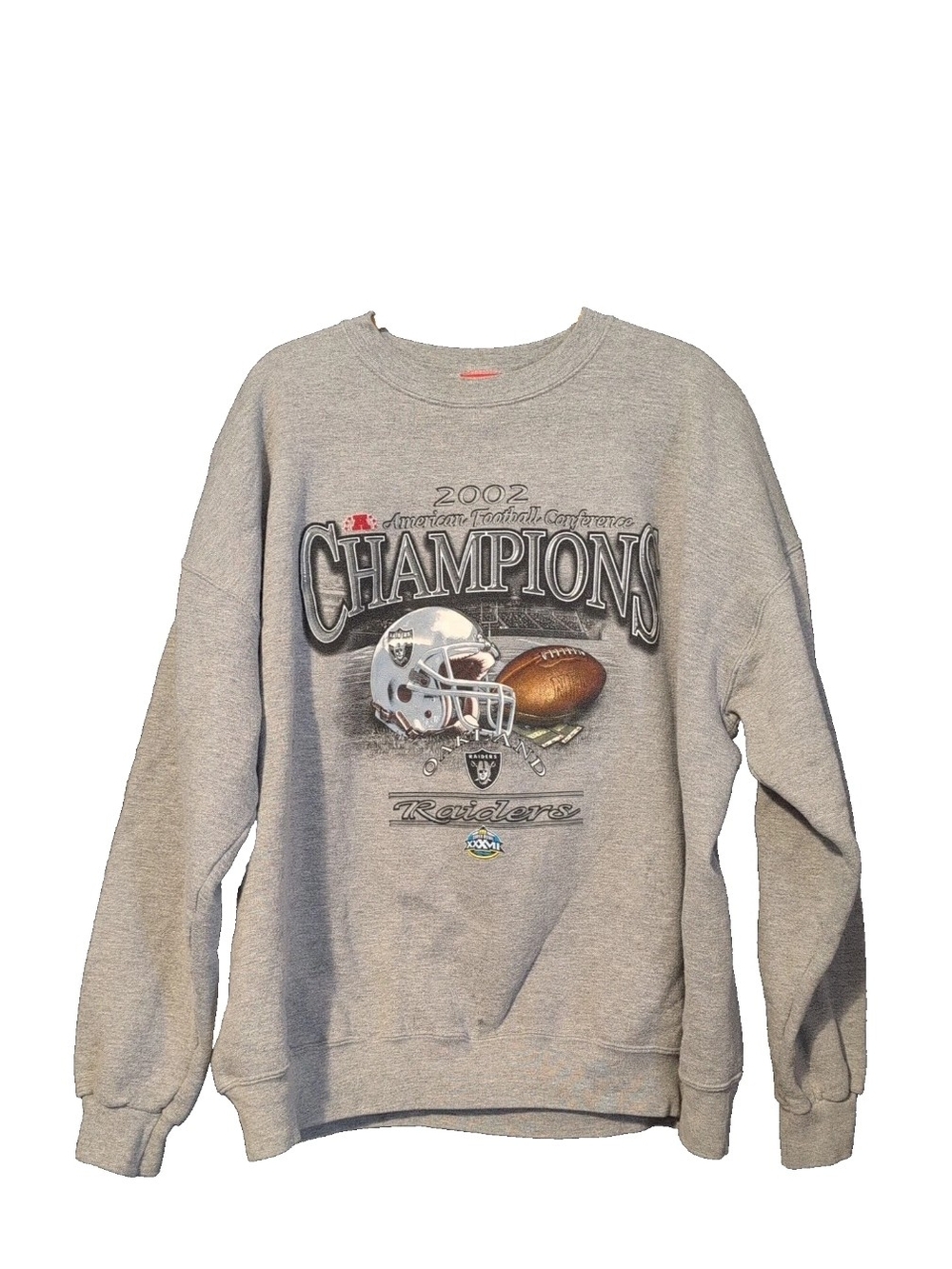 Vtg Oakland Raiders Sweatshirt Mens XXL 2002 AFC Conference Champions Crew Y2K